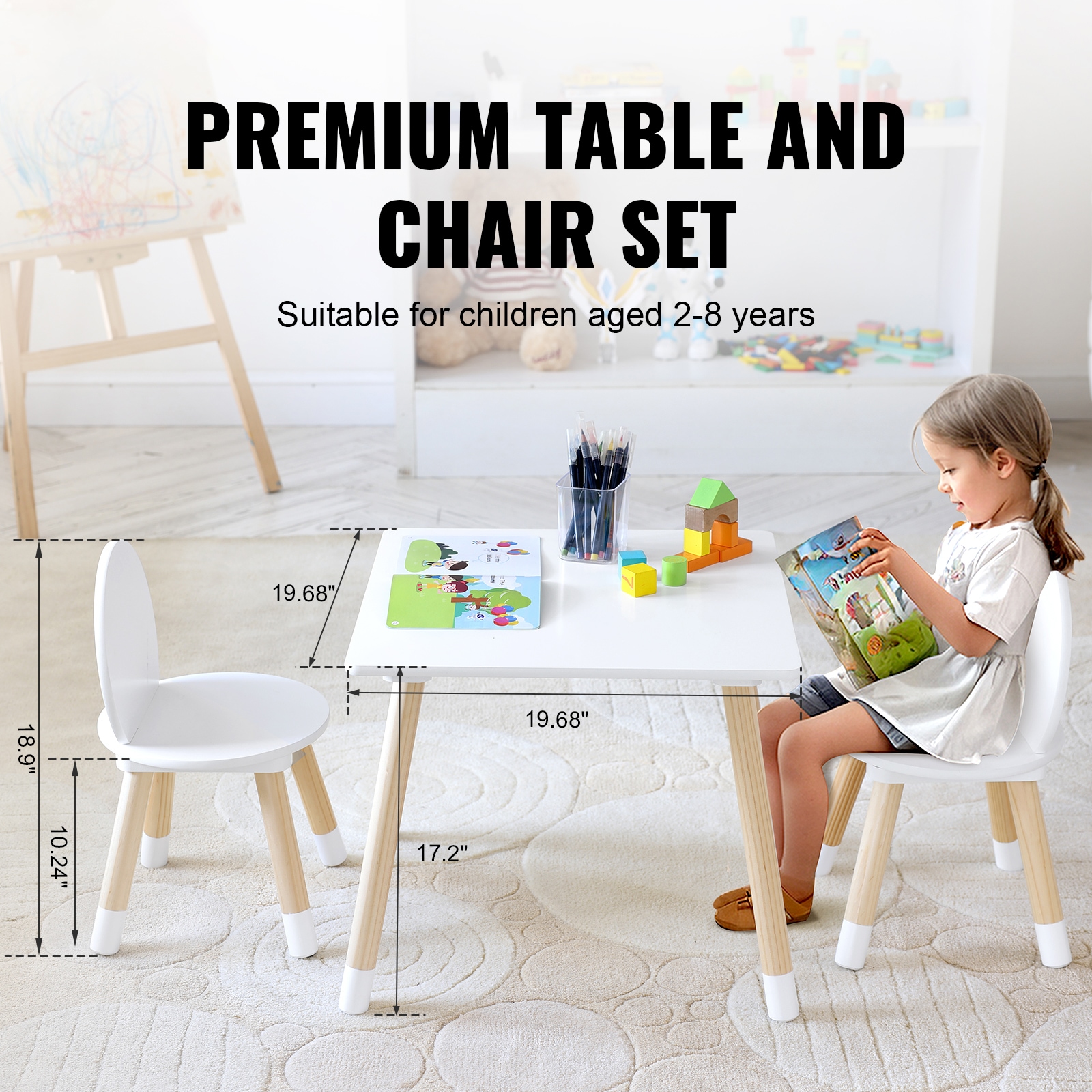 Kids Childrens Table And 2 Chairs Activity Set For Art And Craft_voghion.com